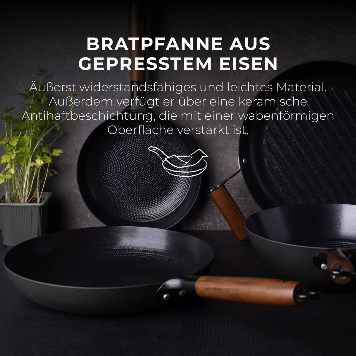MASTERPRO Pfannenset ODIN schwarz Eisen 2 tlg.
