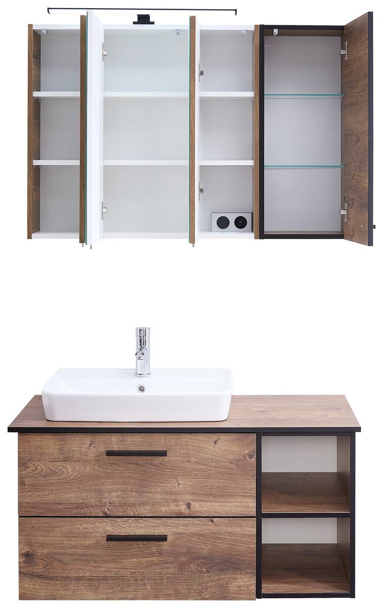 Badezimmer-Set Quickset 374 Eiche Ribeck Nachbildung B/H/T: ca. 105x200x44,5 cm