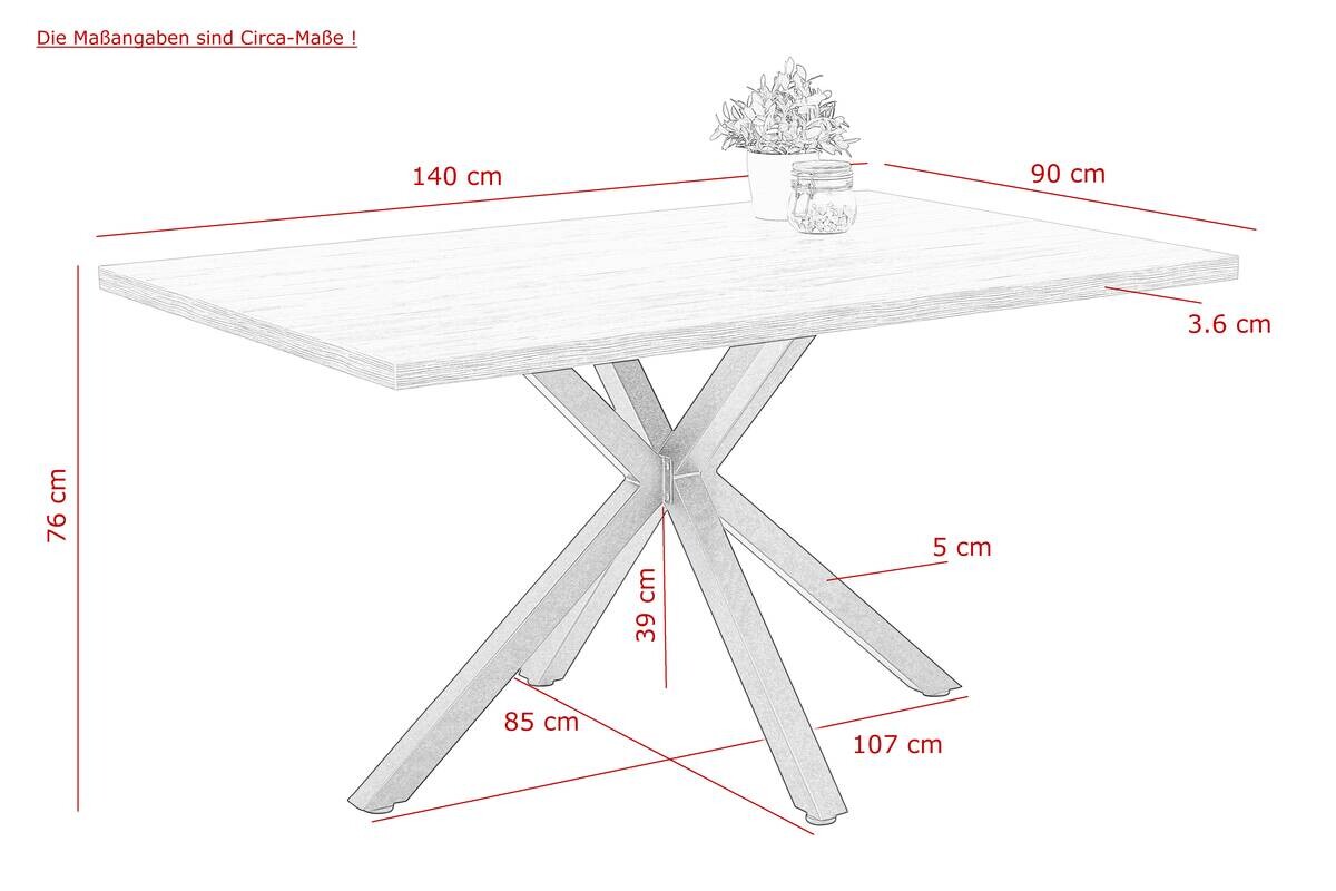 Essgruppe Cleo I grau Holzwerkstoff B/H/T: ca. 140x76x90 cm