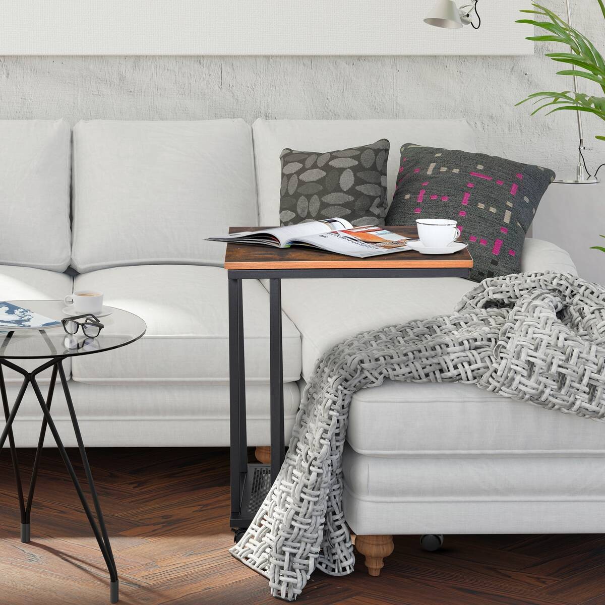 Beistelltisch 833-606 schwarz walnuss B/H/T: ca. 51x65x36 cm