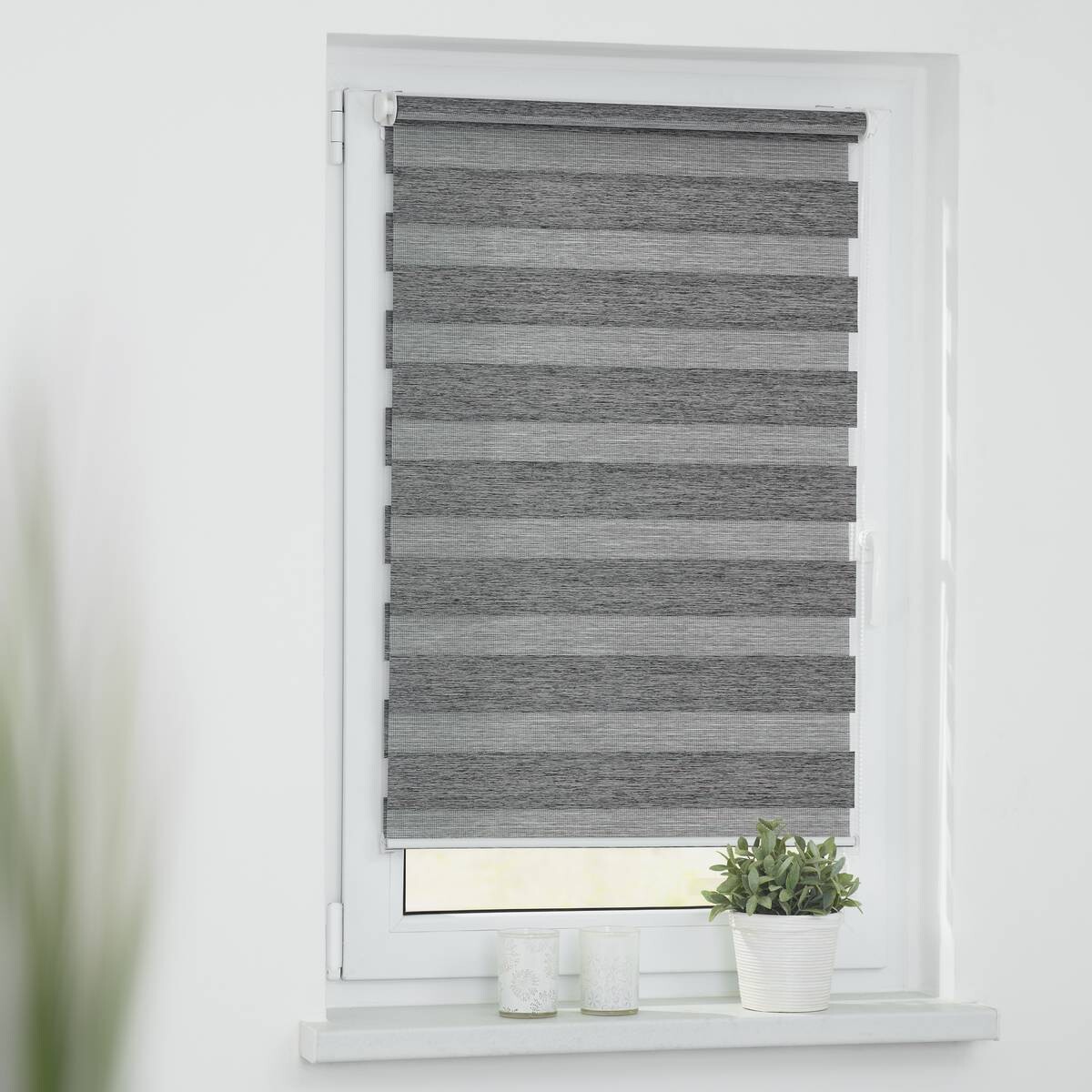 LICHTBLICK Doppelrollo Duo Go Green dunkelgrau B/L: ca. 120x150 cm