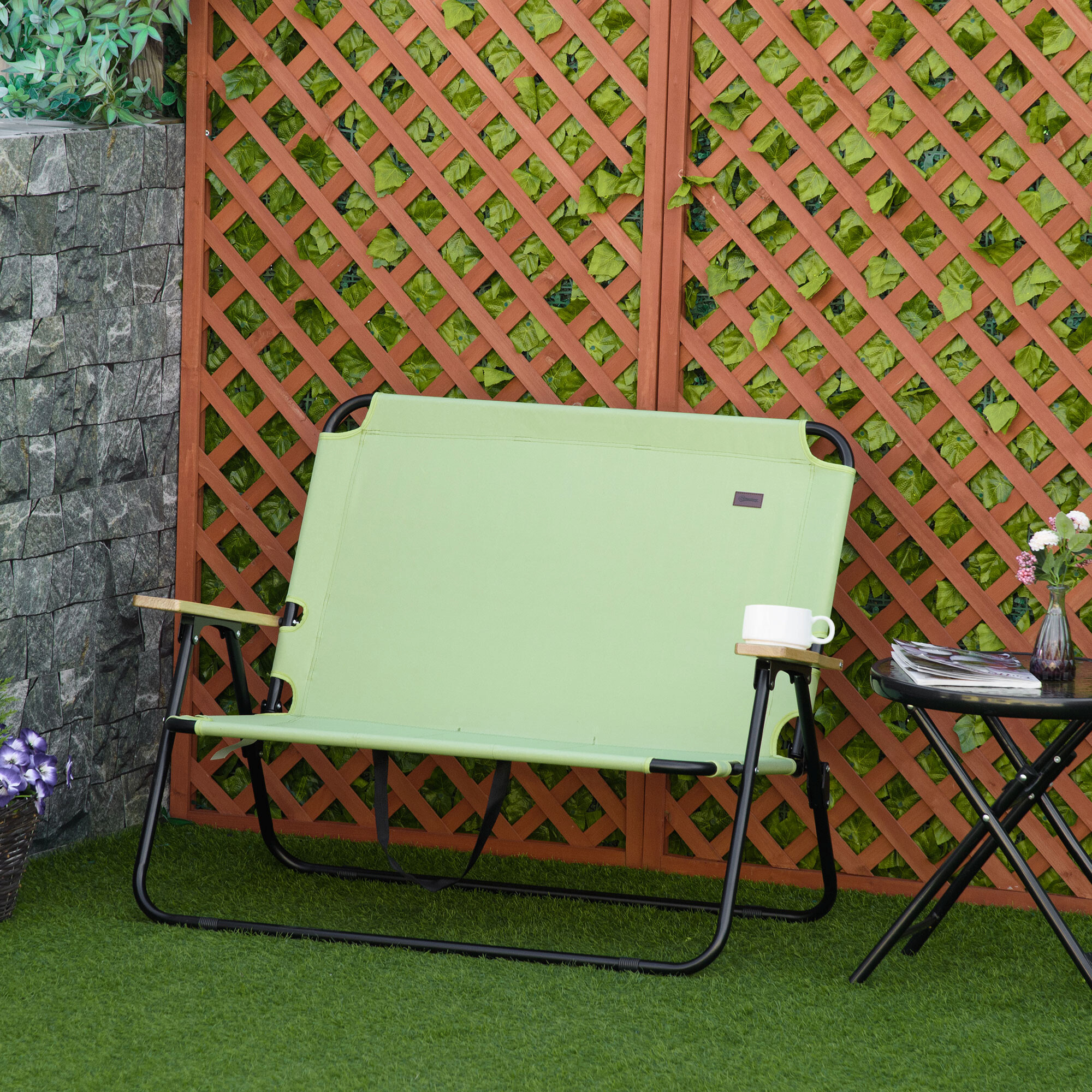 Outsunny Campingstuhl grün Stoff B/H/L: ca. 67x80x141 cm