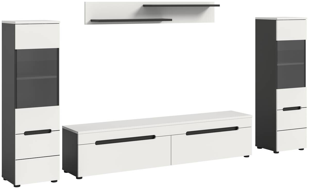 Wohnwand Canu basaltgrau weiß B/H/T: ca. 272x141x33 cm
