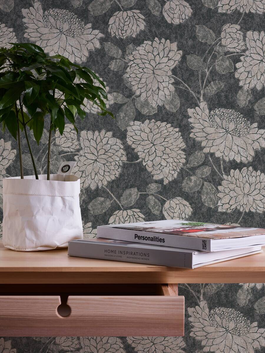 A.S.Creation Vliestapete Attractive 2 Floral schwarz B/L: ca. 53x1005 cm