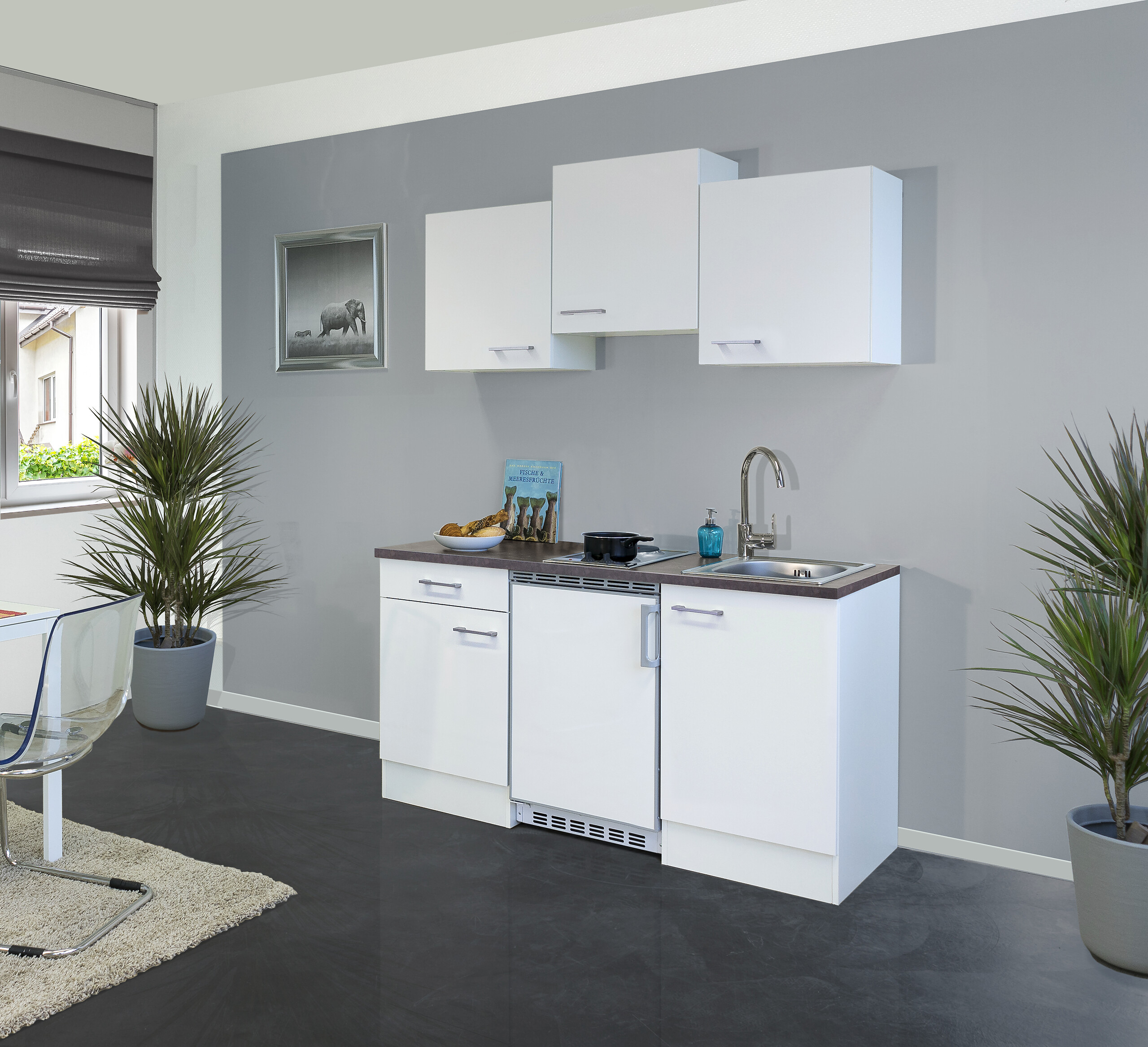 Küchenblock Lucca weiß B/H/T: ca. 151x226x60 cm