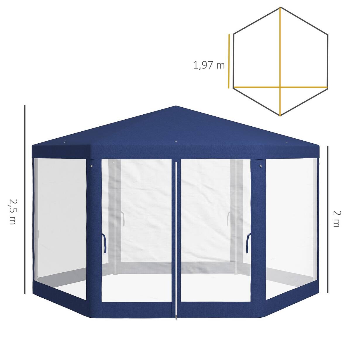 Outsunny Pavillon blau Polyester B/H/L: ca. 341,2x250x394 cm