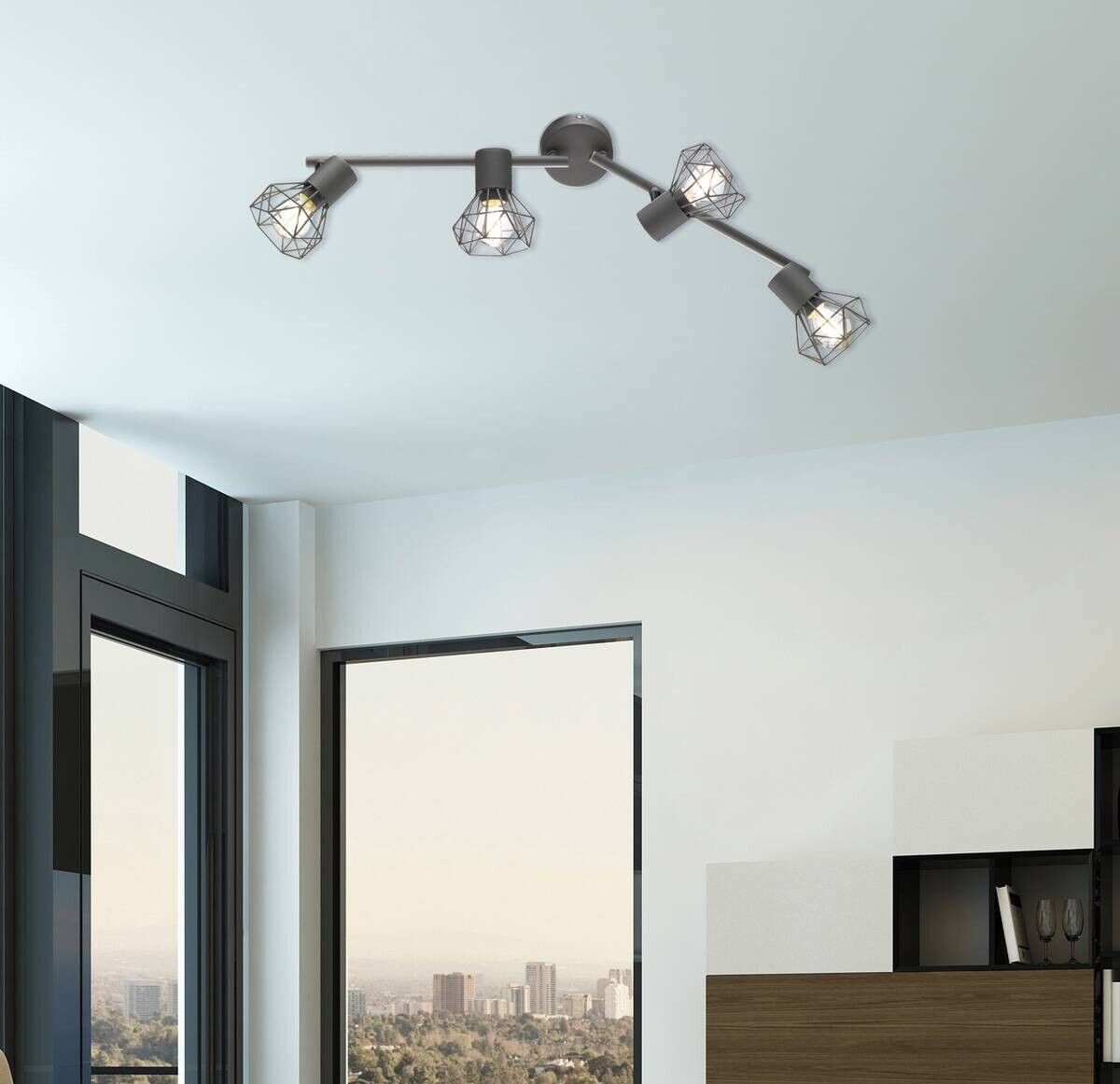 Fischer & Honsel Spot 22266 grau Chrom Metall B/H/T: ca. 60x18x8 cm E14 4 Brennstellen