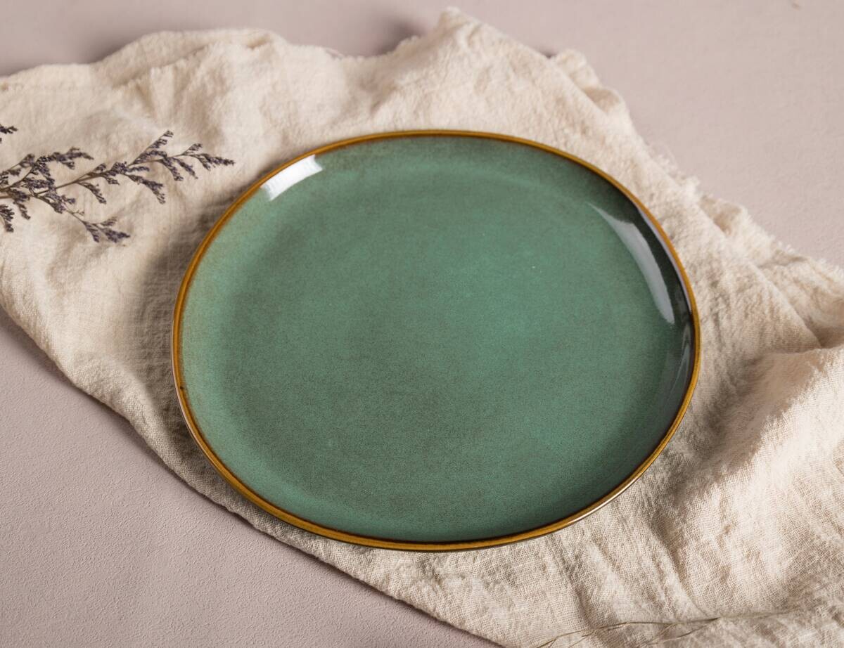 Essteller grün Steinzeug D: ca. 26,6 cm