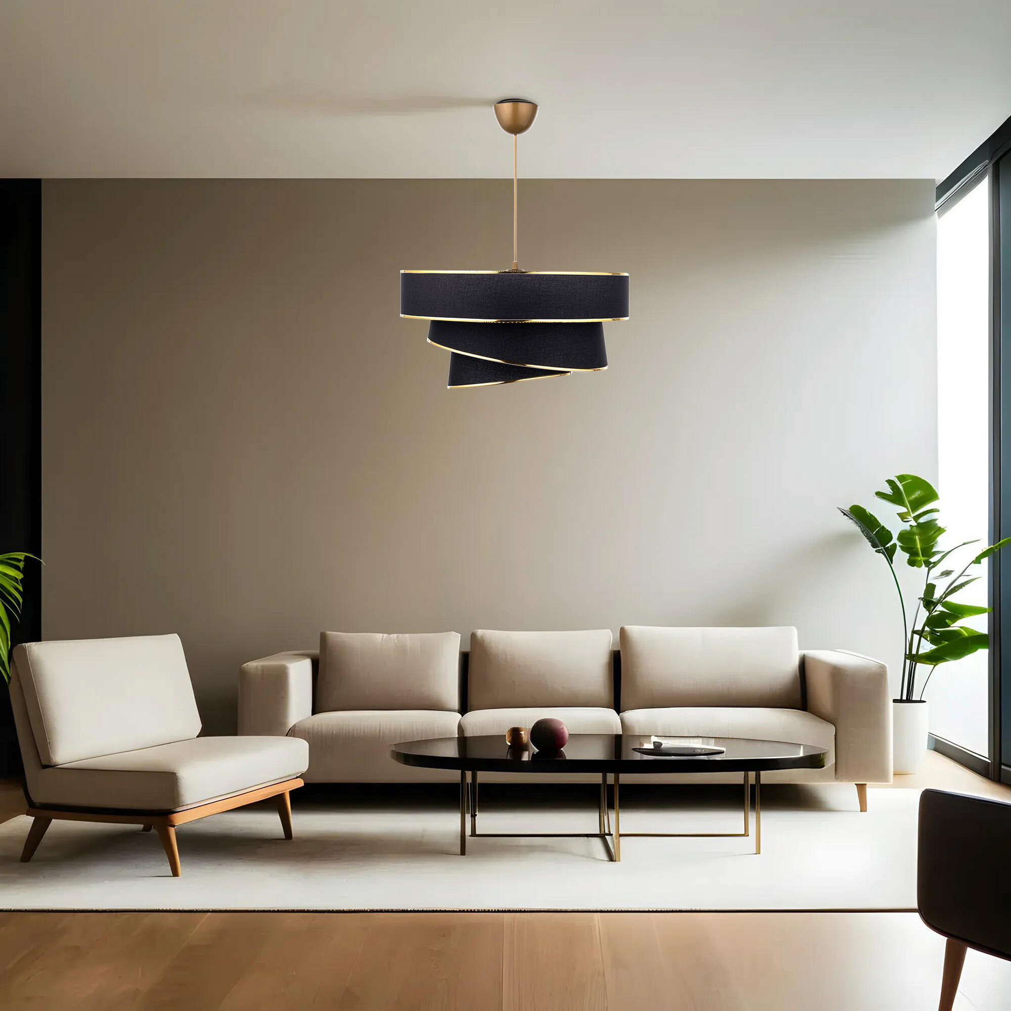 Opviq Pendelleuchte Couper gold schwarz B/H/T/L/D: ca. 40x72x40x40x40 cm E27 1 Brennstellen