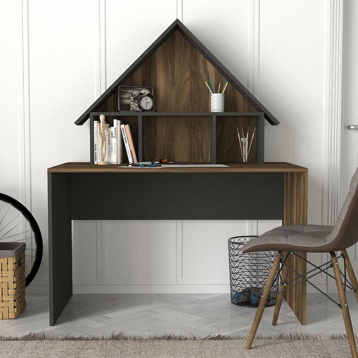 Schreibtisch Denver walnuss Nachbildung anthrazit B/H/T: ca. 120x148x60 cm