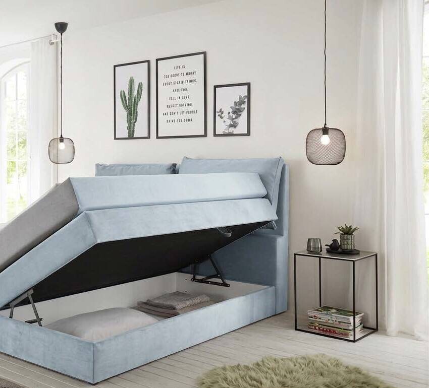 Boxspringbett Lissy hellblau Liegefläche B/L: ca. 140x200 cm