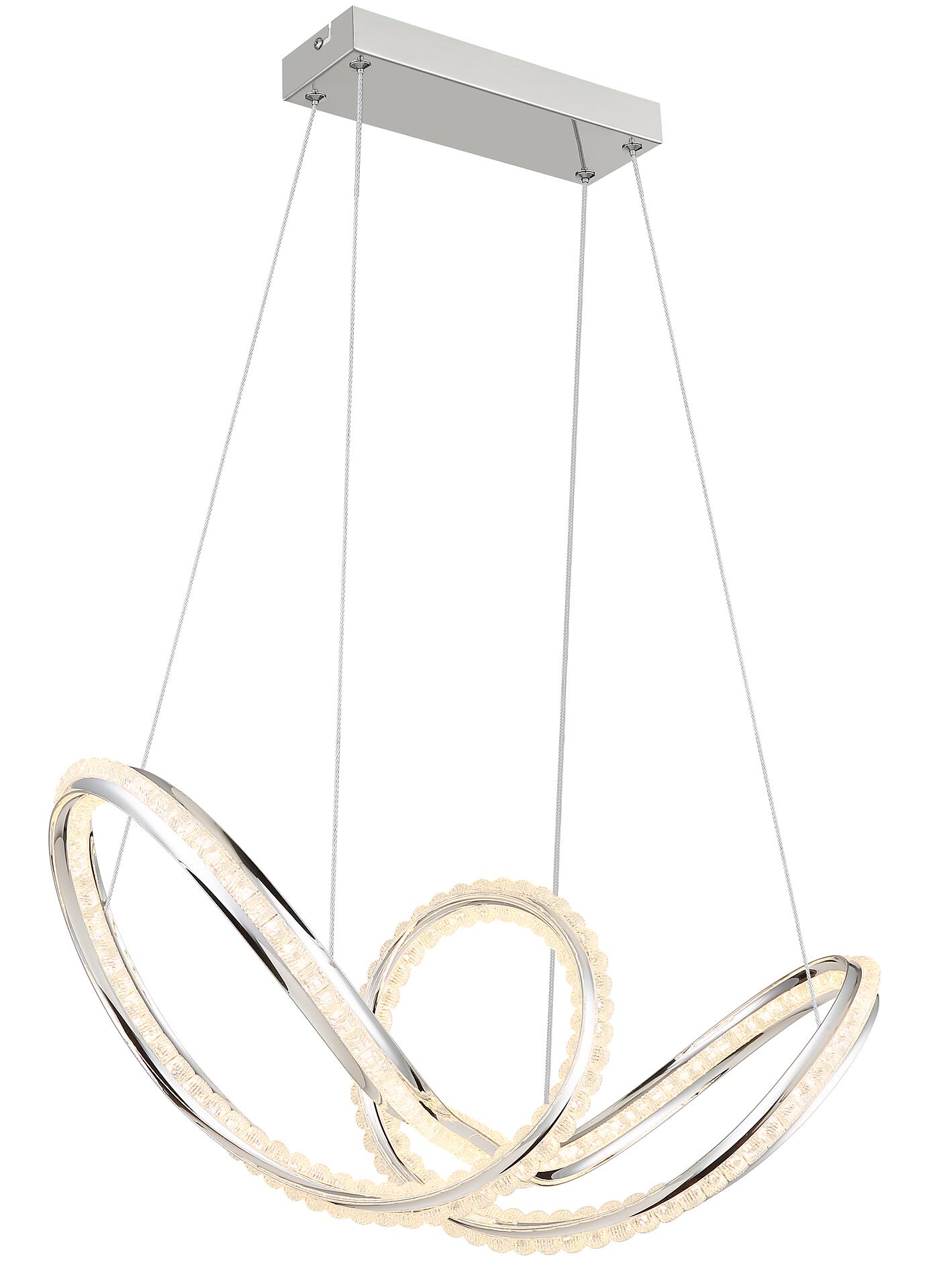 GLOBO LED-Hängeleuchte Chrom klar Metall Kunststoff B/H/L: ca. 28x120x60 cm 1.0 Brennstellen