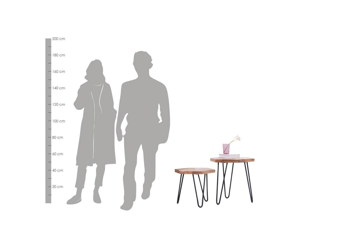 Beistelltisch ELEA natur schwarz pulverbeschichtet Echtholz Metall