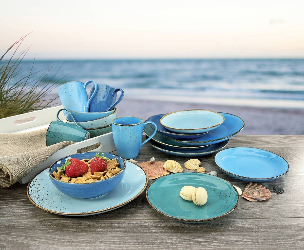 CreaTable Kombiservice Nature Collection Aqua blau Keramik 16 tlg.