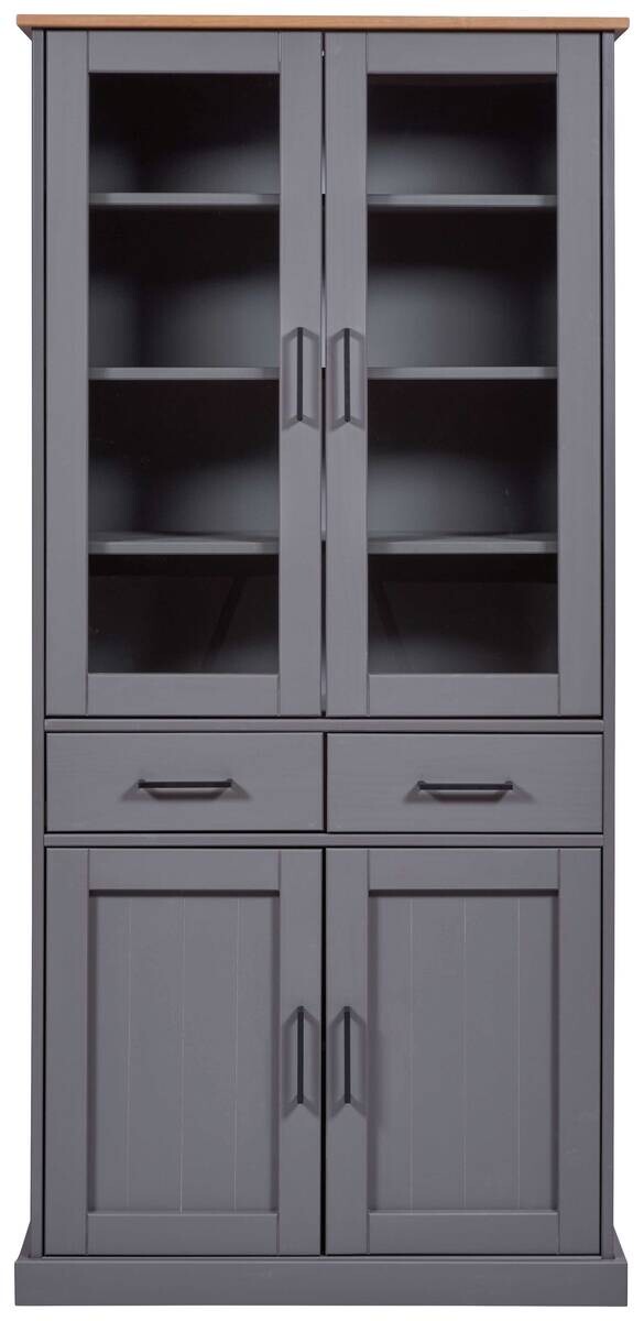 Vitrine Forenzo grau lackiert Holz B/H/L: ca. 38,4x190x90 cm