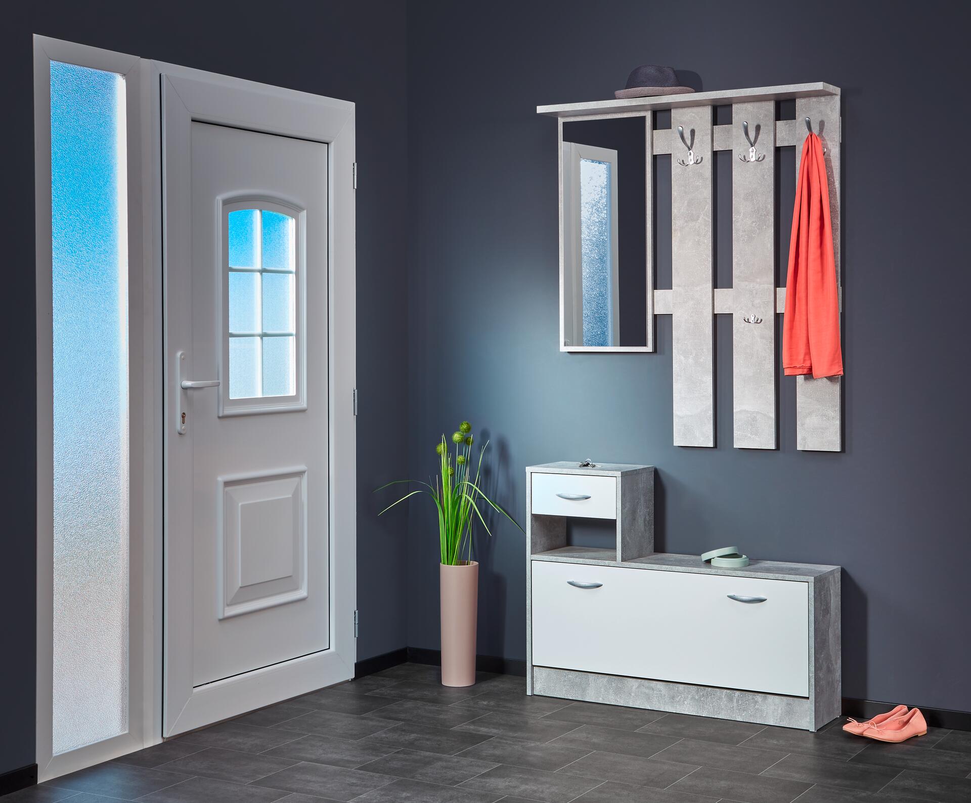 Garderobe Rudolf Beton Optik weiß B/H/T: ca. 100x180x25 cm