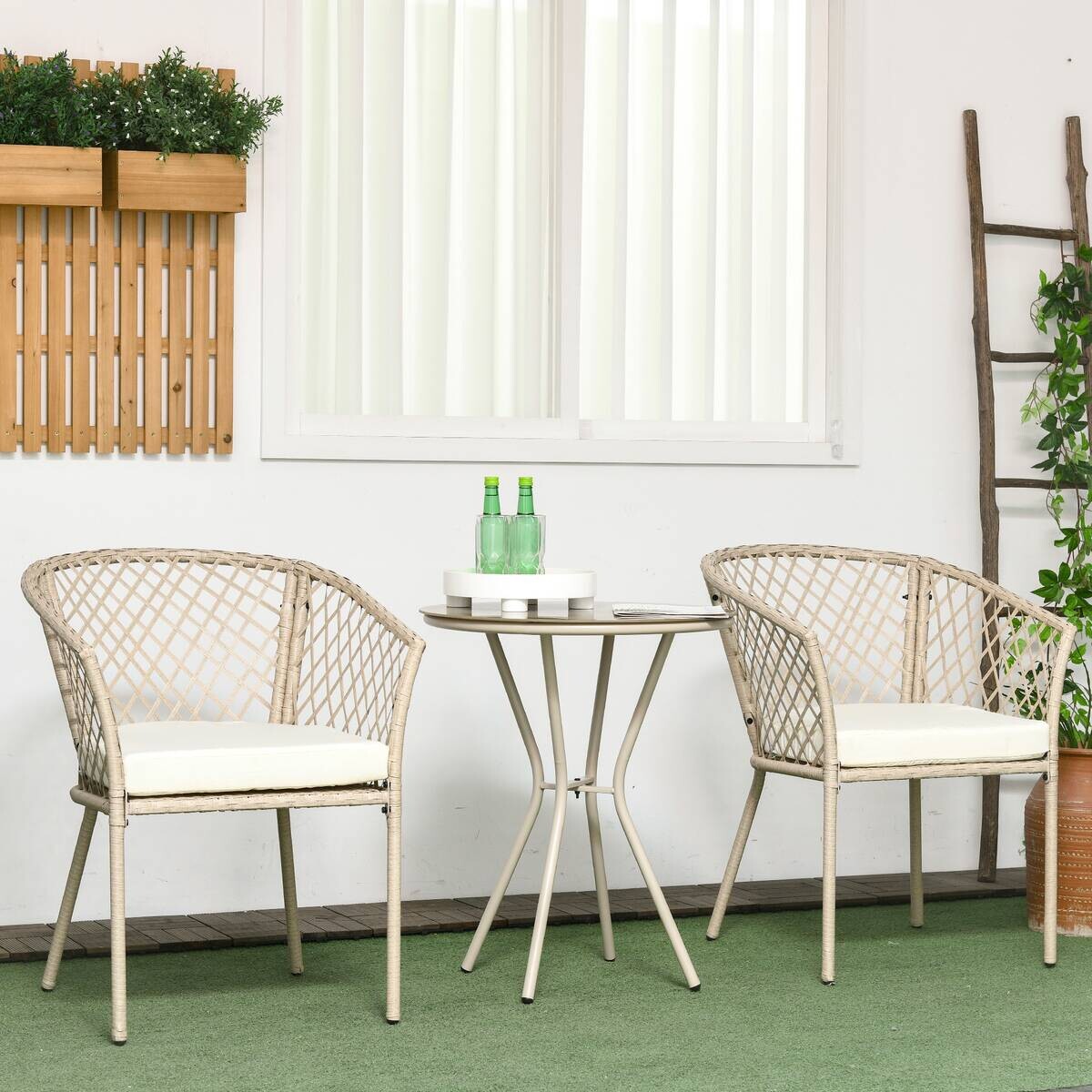 Outsunny Sitzgruppe khaki Edelstahl B/H/L: ca. 65x63x81 cm