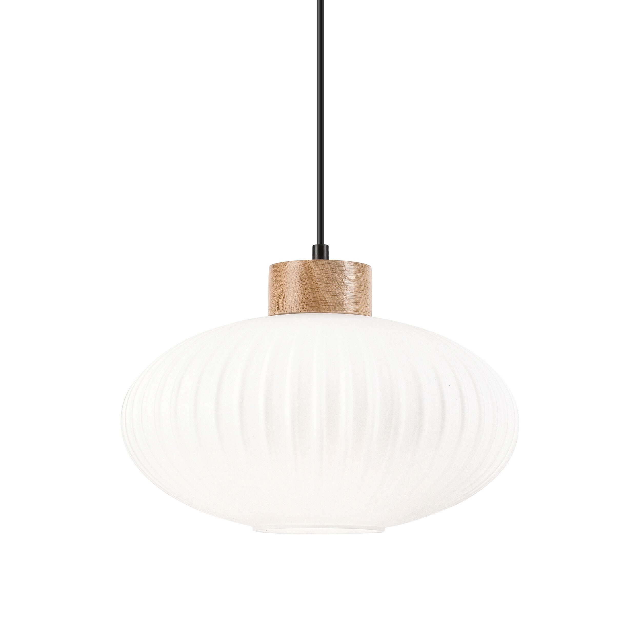 Lamkur Hängeleuchte Harmony Eiche weiß Glas Holz B/H/L: ca. 30x102x30 cm 1.0 Brennstellen