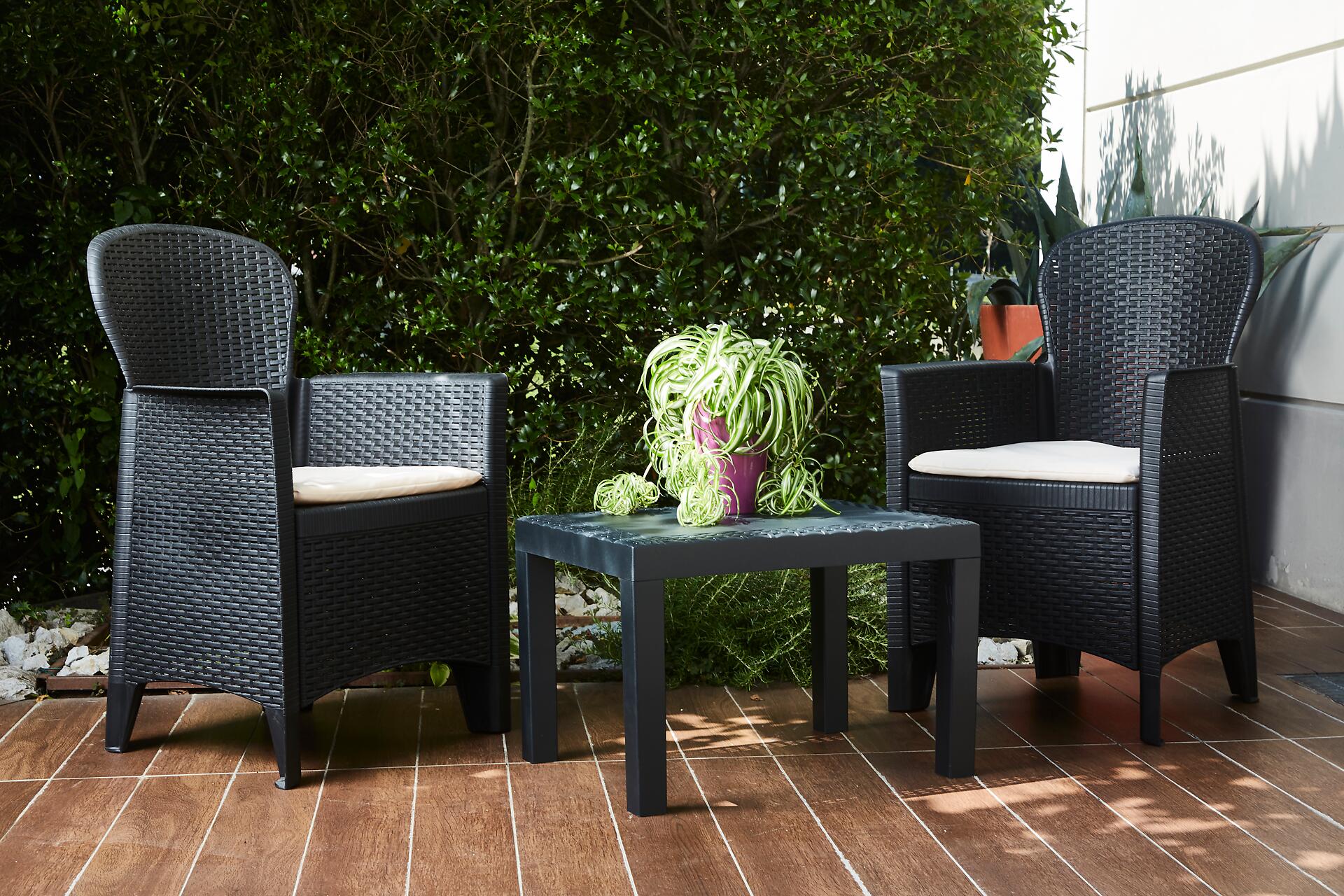 ProGarden Balkonset Akita anthrazit Kunststoff