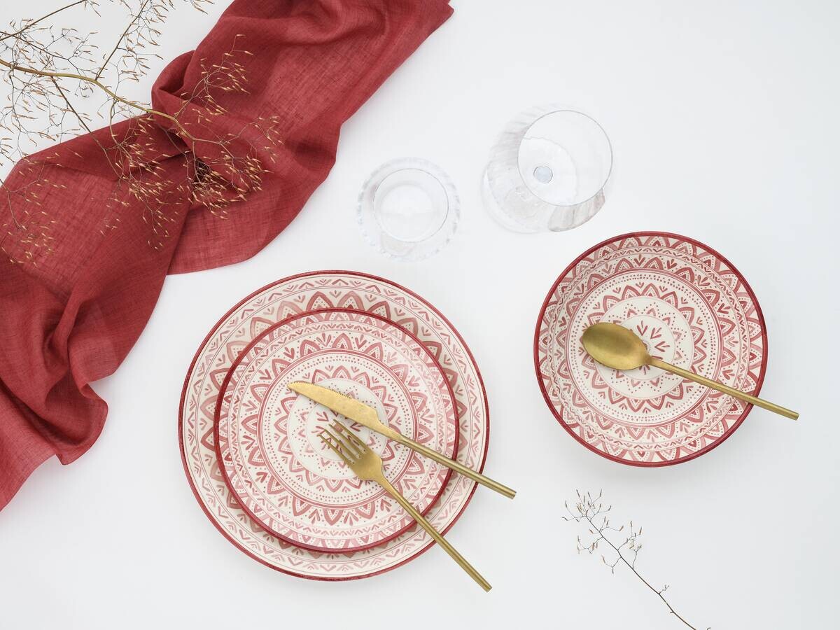 CreaTable Tafelservice Mexico rot Steingut 18 tlg.