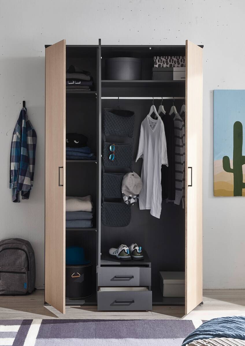Kleiderschrank Laurie Graphit B/H/T: ca. 120x196x54 cm