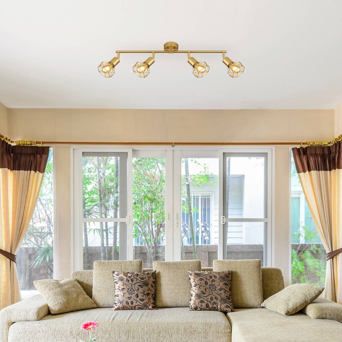 GLOBO Spot gold Metall B/H/T: ca. 8x19,5x60 cm E14 4 Brennstellen