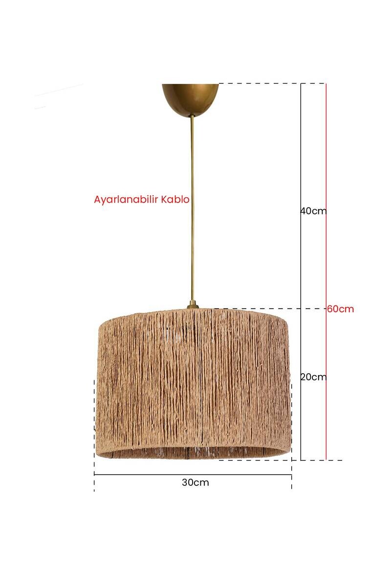Opviq Pendelleuchte braun Baumwolle Kunststoff B/H/T/L: ca. 30x60x30x30 cm E27 1 Brennstellen