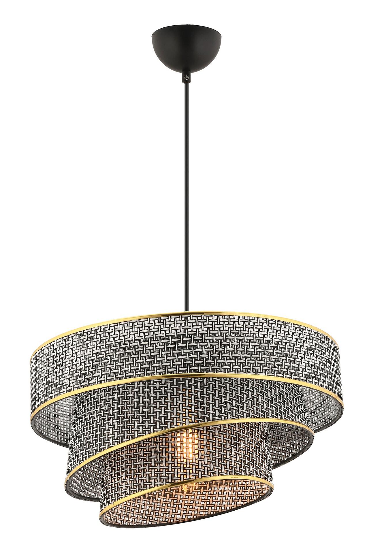 Opviq Pendelleuchte Couper grau gold Baumwolle Metall B/H/L: ca. 40x72x40 cm E27 1 Brennstellen