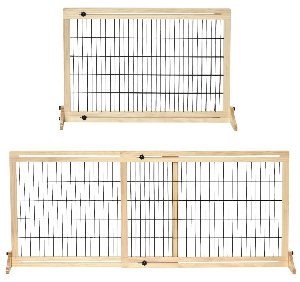 PawHut Hunde Absperrgitter natur Stahl B/H/L: ca. 36x69x183 cm