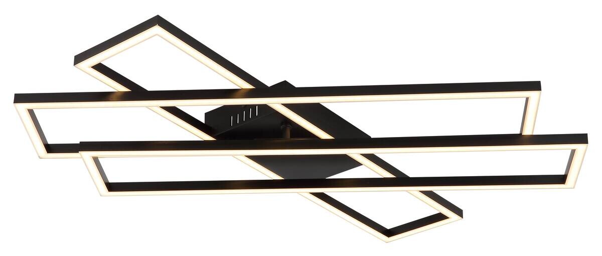 GLOBO TED-Deckenleuchte Opal mattschwarz Kunststoff B/H/L: ca. 60x7,4x80 cm 1 Brennstellen