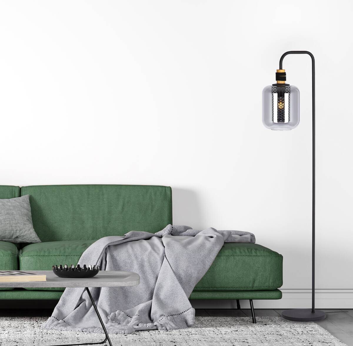 Nowa Stehleuchte 40990108 schwarz Rauchglas Metall H/D: ca. 150x40 cm E27 1 Brennstellen