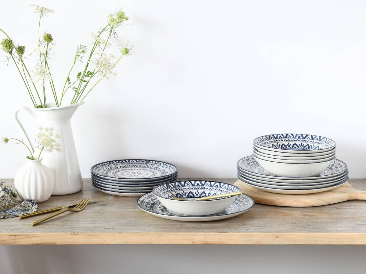 CreaTable Tafelservice Mexico blau Steingut 18 tlg.