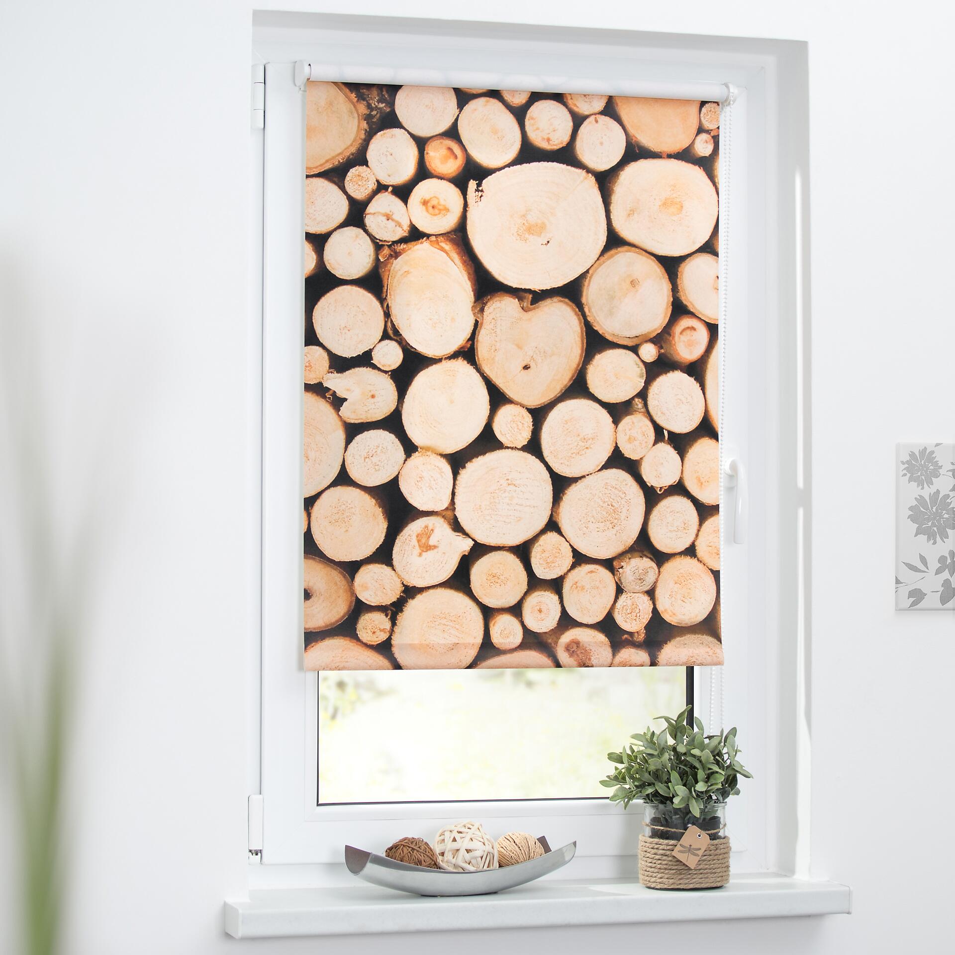 LICHTBLICK Rollo Holzstapel braun B/L: ca. 100x150 cm