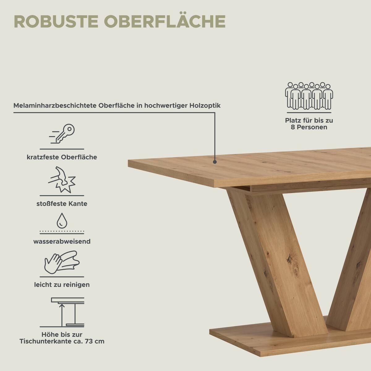 Esstisch MOTION Artisan Oak Nachbildung B/H/T: ca. 150x76x90 cm