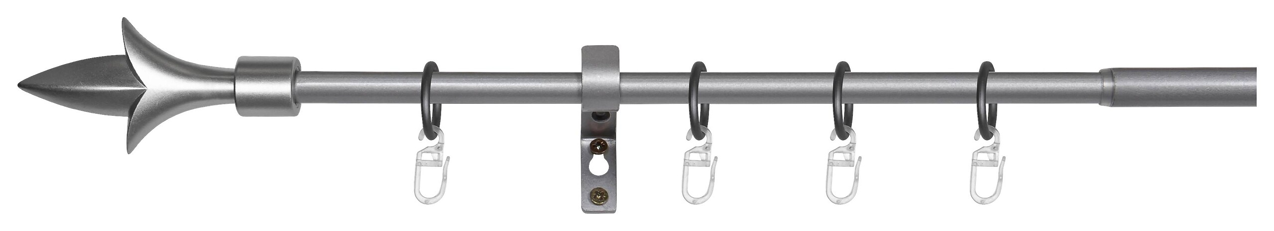 Gardinenstange silber Aluminium ausziehbar von ca. 130 bis 240 cm 1.0 Läufe