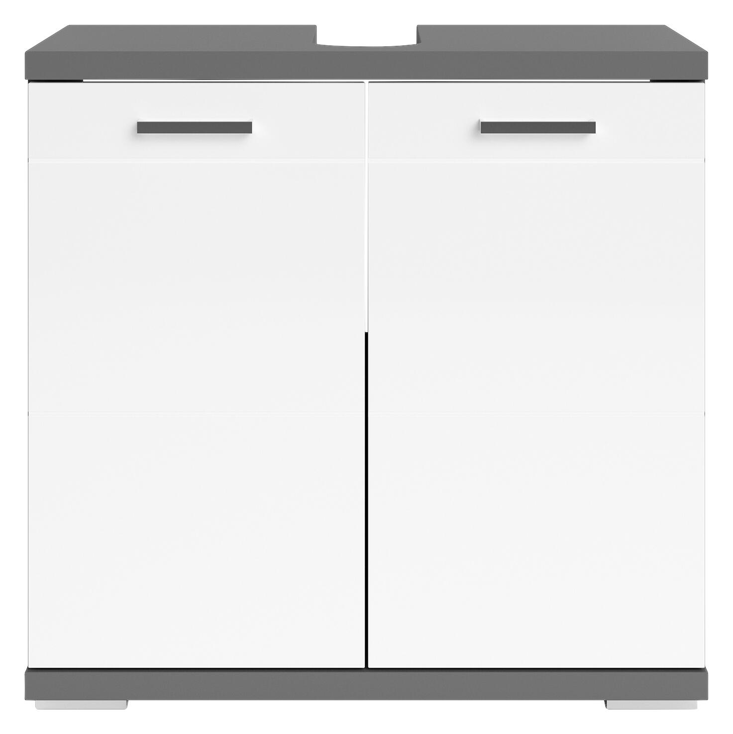 Waschbeckenunterschrank NEBRASKA anthrazit weiß Lack Hochglanz silber Holzwerkstoff Holzwerkstoff Metall B/H/T: ca. 60x59x31,5 cm