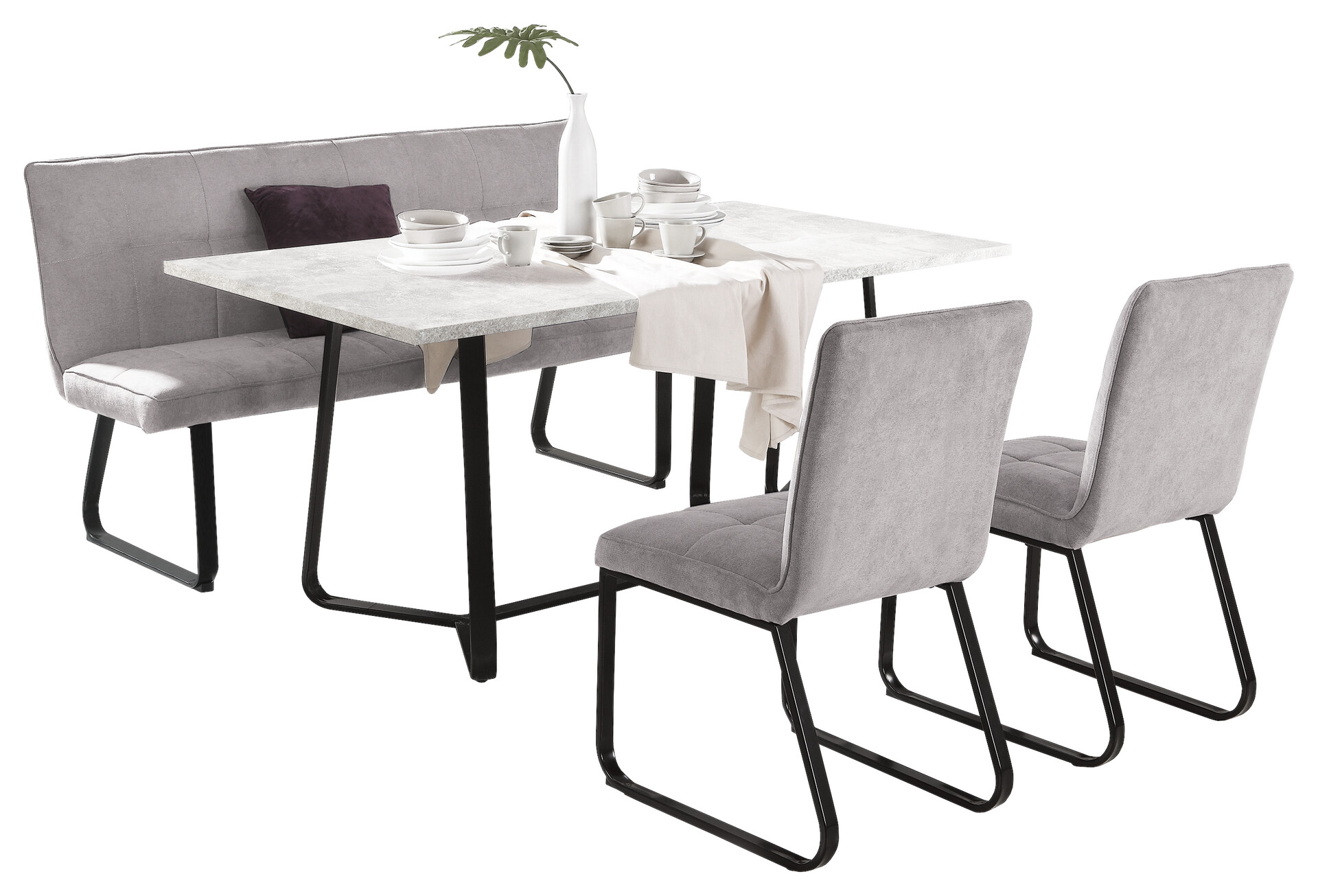 Bank TALEA hellgrau schwarz B/H/T: ca. 160x92x59 cm