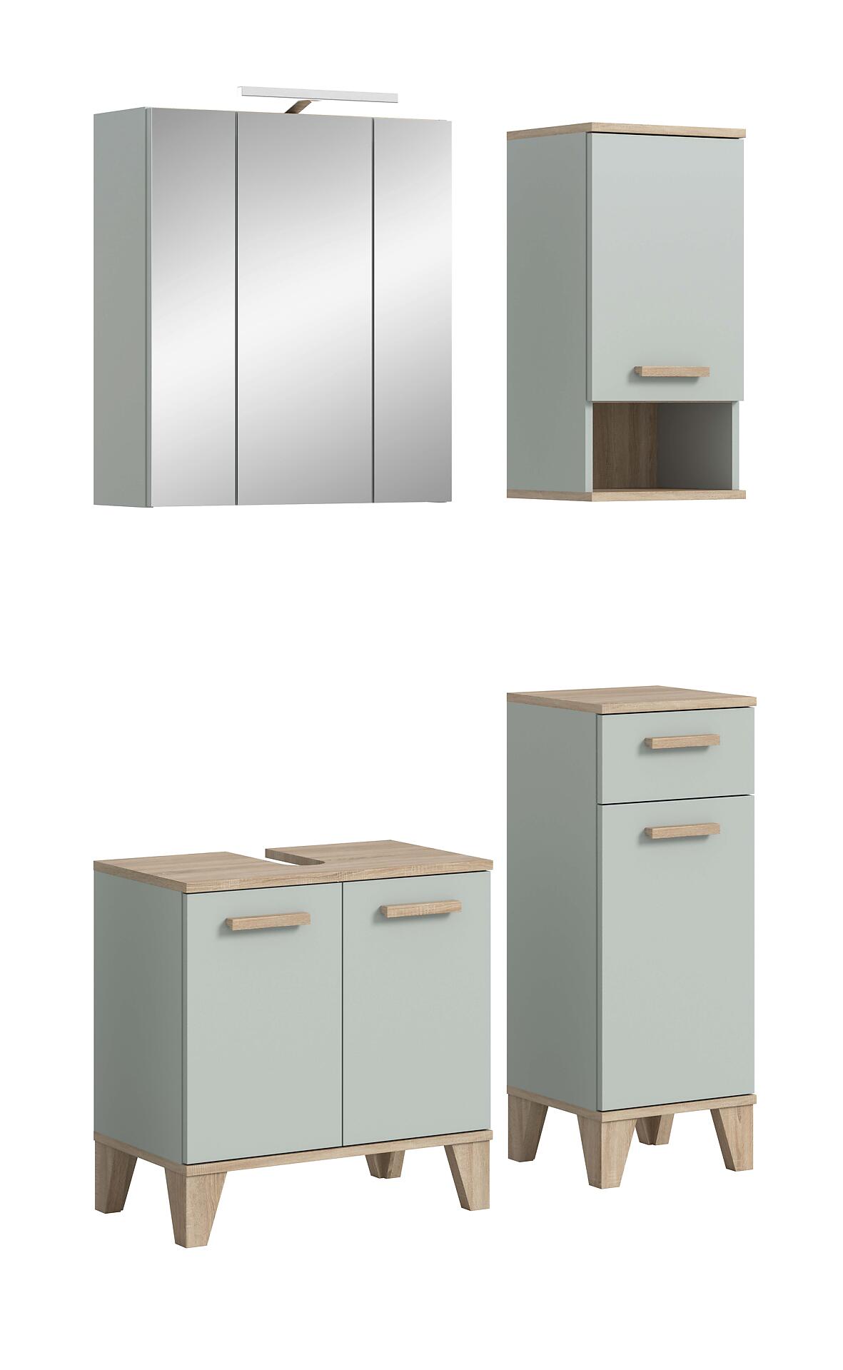 Badezimmer-Set STAR hellgrün Eiche hell Nachbildung B/H/T: ca. 109x190x34 cm