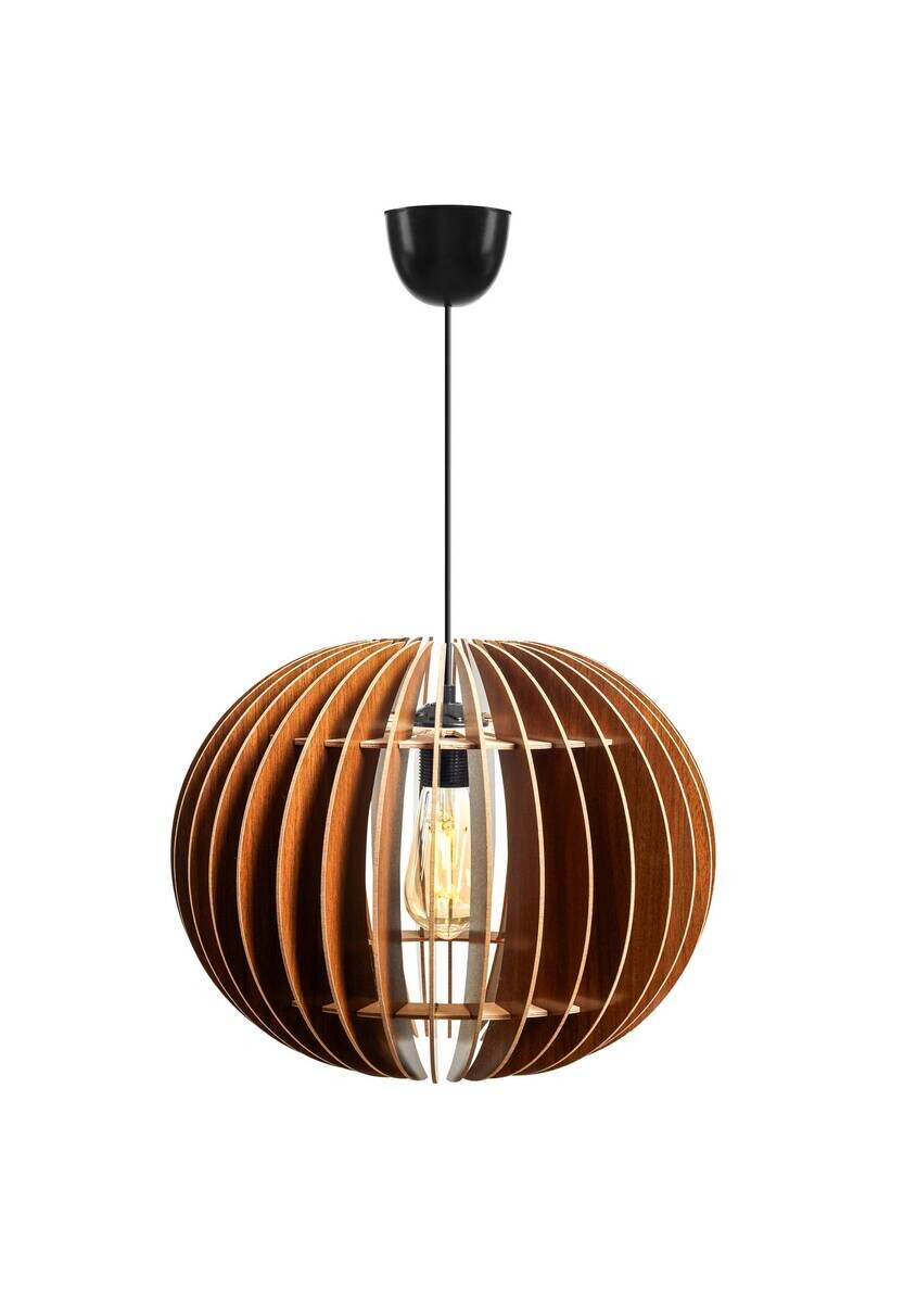 Opviq Pendelleuchte nussbaum MDF B/H/T/L/D: ca. 36x70x36x36x36 cm E27 1 Brennstellen