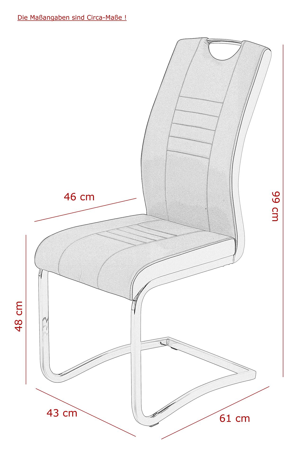 Schwingstuhl Tabea 4er Set schwarz weiß Kunstleder Kunstleder B/H/T: ca. 43x99x61 cm