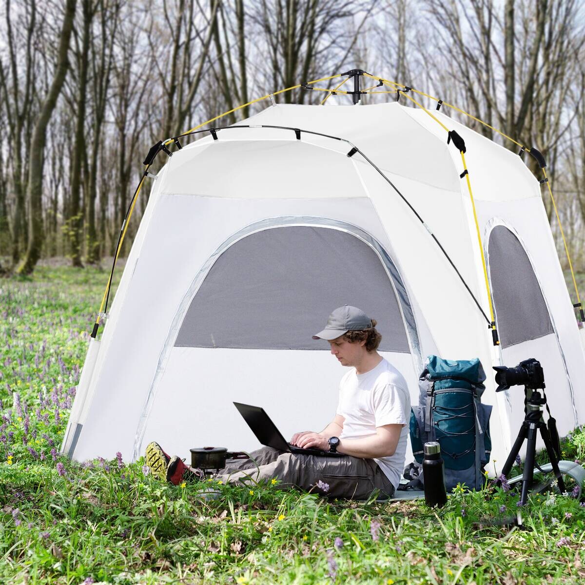 Outsunny Campingzelt hellgrau Aluminium B/H/L: ca. 240x199x240 cm