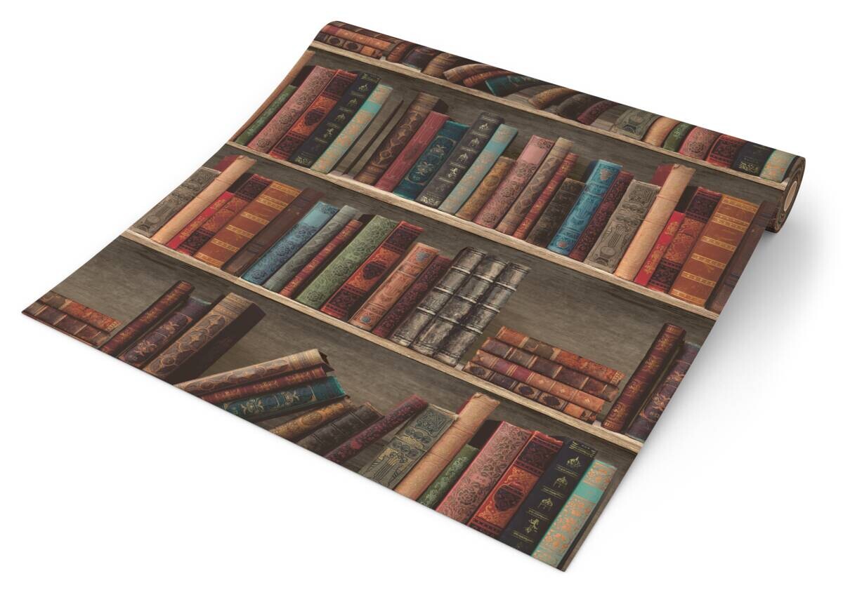 UGEPA Papiertapete Bücher braun grau B/L: ca. 53x1005 cm