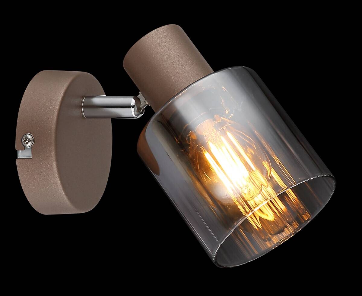 GLOBO Spot Walton 1 klar kaffee Rauch Metall Glas B/H/L: ca. 12,5x12,5x8 cm E14 1 Brennstellen