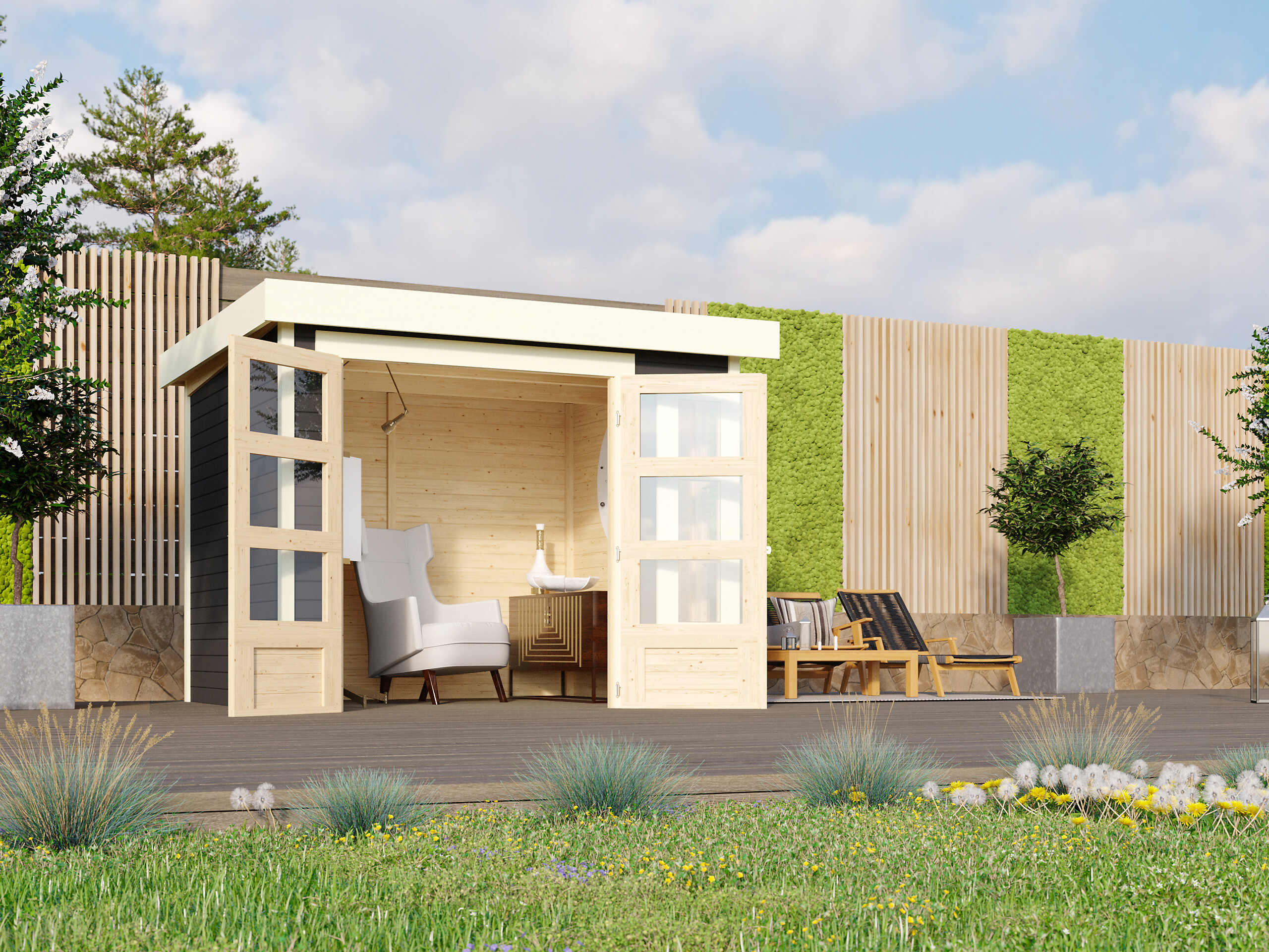 Karibu Gartenhaus Felipo 1 Terragrau B/H/T: ca. 242x217x211 cm