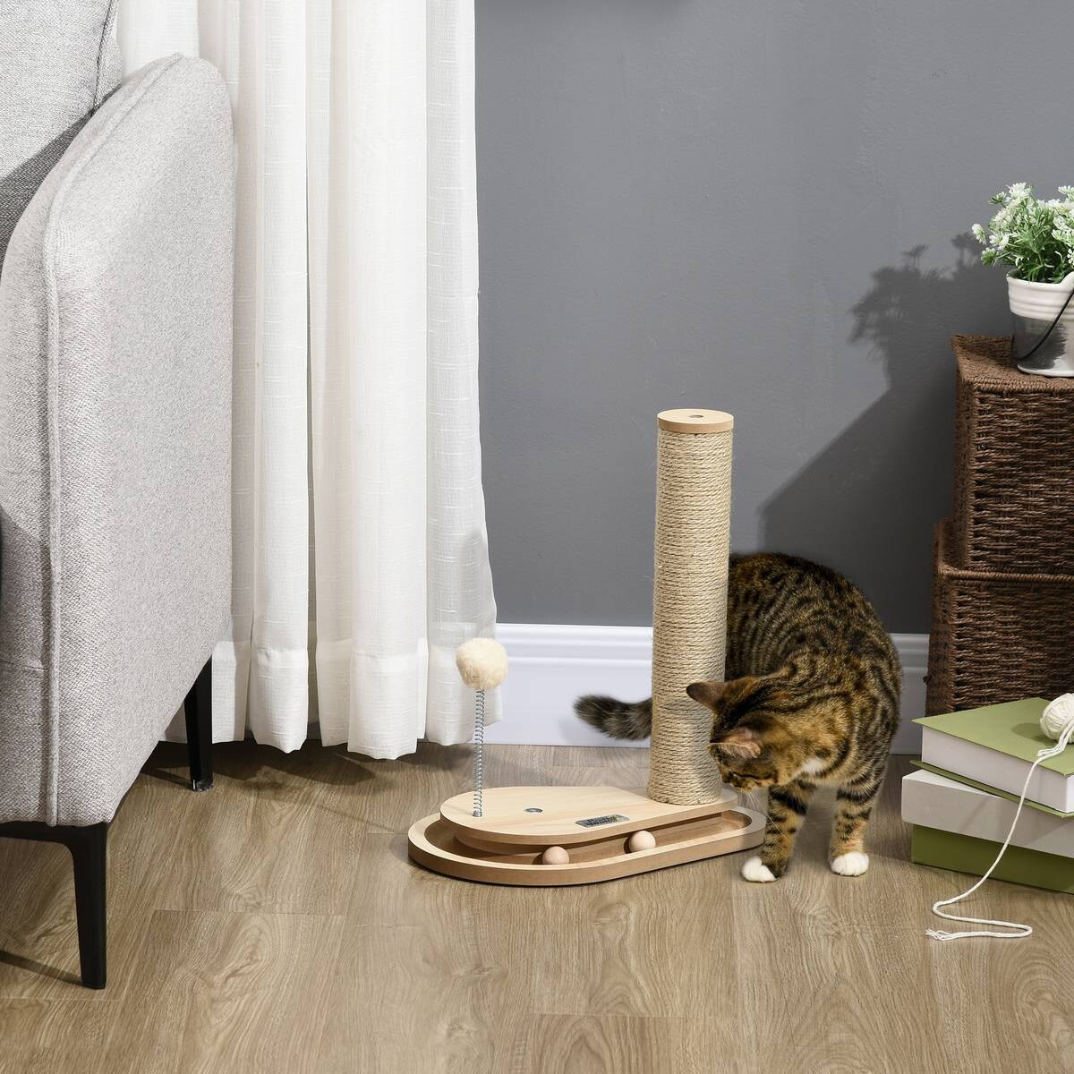 PawHut Kratzbaum Eiche Spanplatte B/H/L: ca. 23x40x35 cm