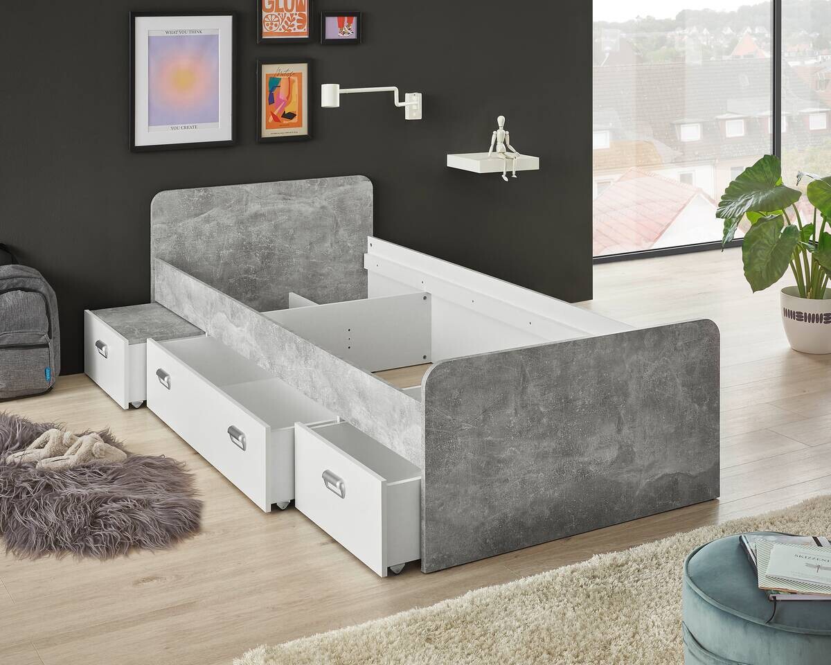 Jugendbett Matino Beton Liegefläche B/L: ca. 90x200 cm