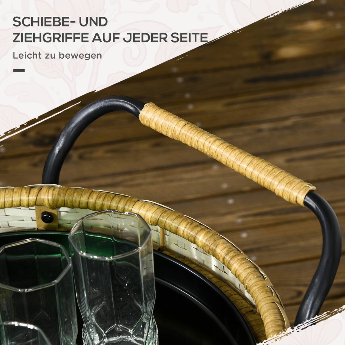 Outsunny Servierwagen gelb Edelstahl B/H/L: ca. 50x50x66 cm