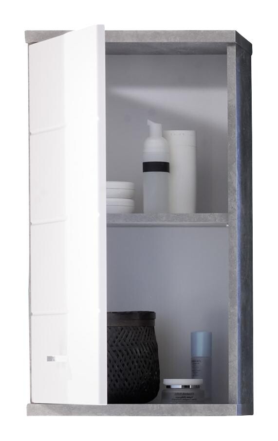 Badhängeschrank Pool Beton Optik weiß Hochglanz B/H/T: ca. 38x71x23 cm