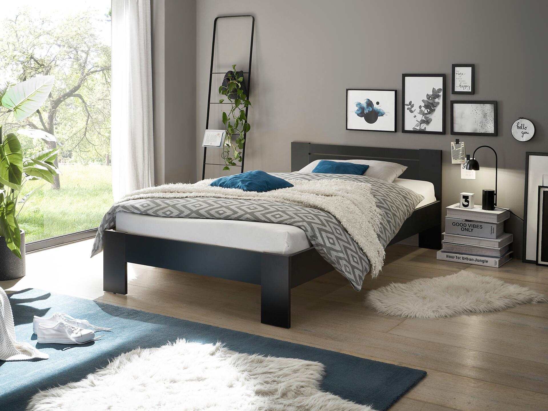 Futonbett Cannes schwarz Liegefläche B/L: ca. 120x200 cm