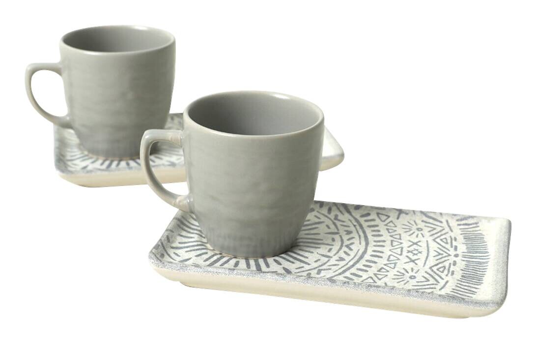HermiaConcept Kaffeetassen-Set Kartal 4-tlg. grau Keramik